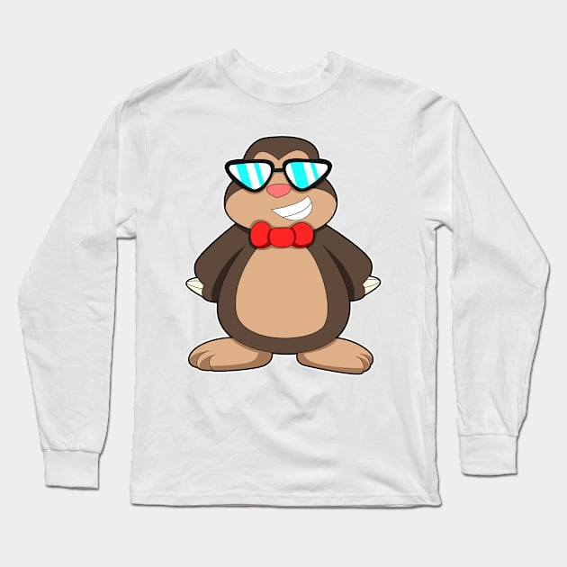 Mole with Tie & Sunglasses Long Sleeve T-Shirt by Markus Schnabel